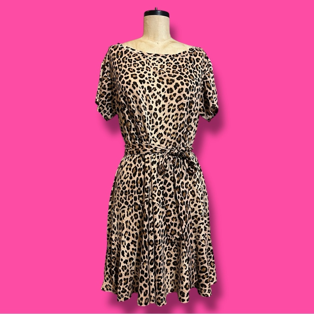 REBECCA TAYLOR *NWT* Y2K Leopard Linen Tiered Mini Dress Luxury Premium Designer